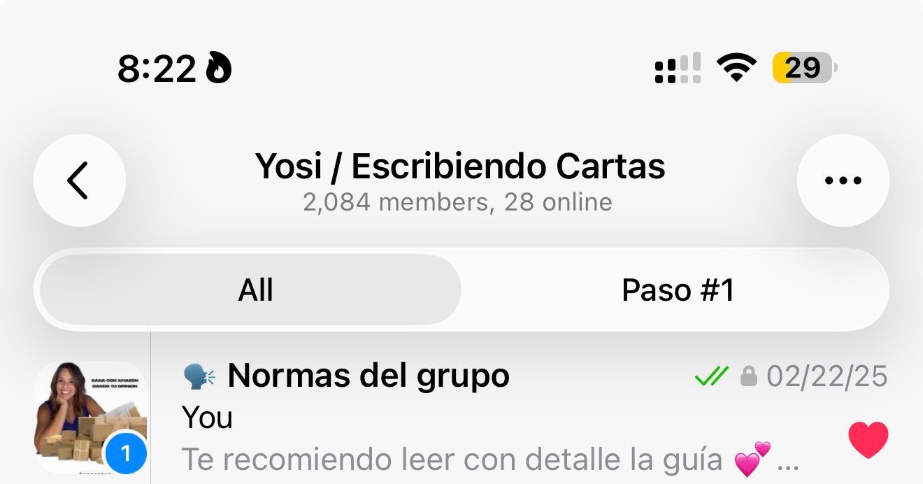 Captura del grupo privado de Telegram con 2,084 miembros